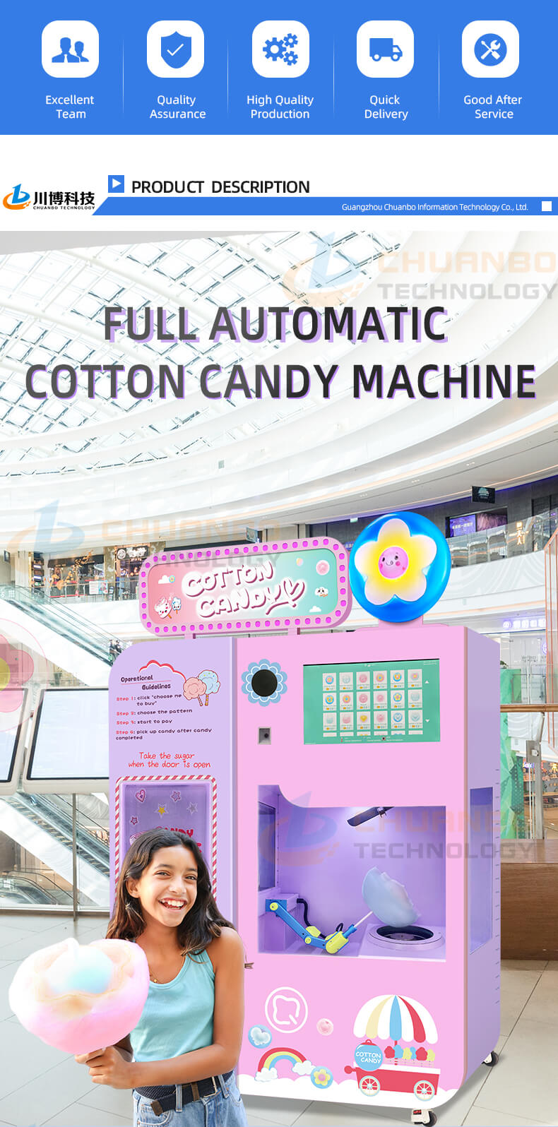 Fully Automatic Sugar Cotton Candy Vending Machine 328 detail