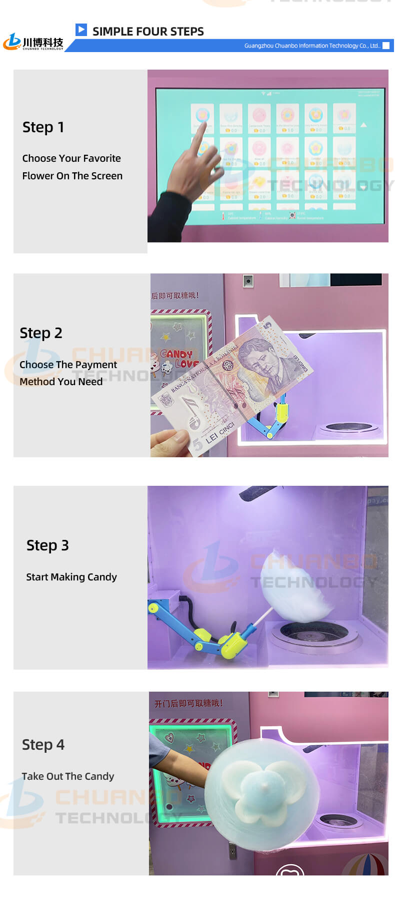 Fully Automatic Sugar Cotton Candy Vending Machine 328 detail