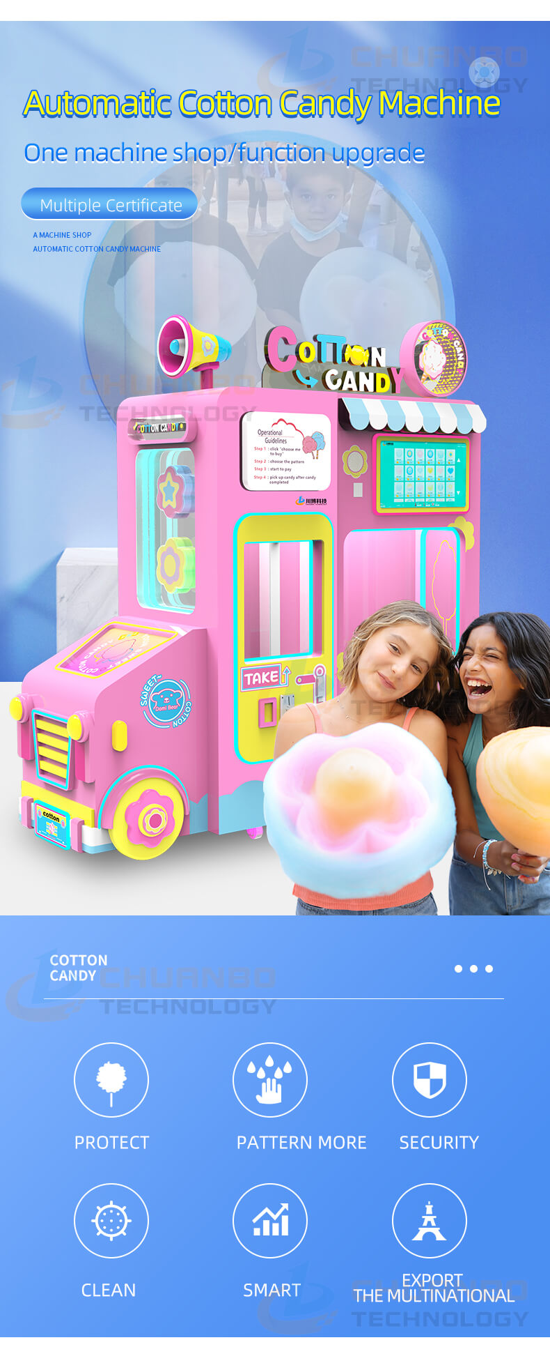 Sugar Cotton Candy Floss Vending Machine 730 detail-